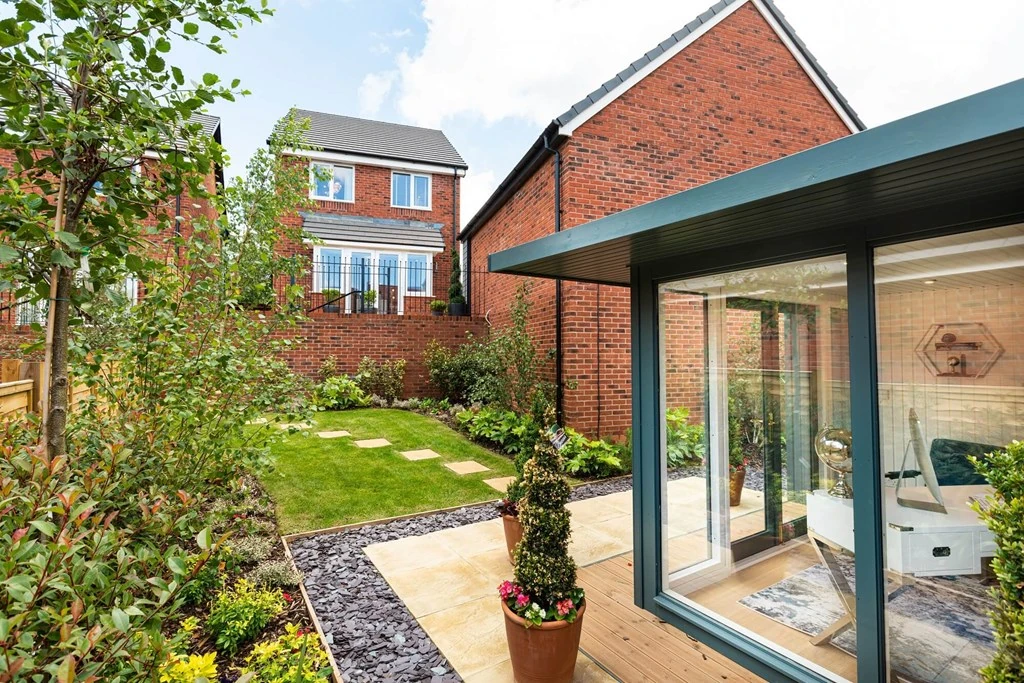 A small office pod in a garden