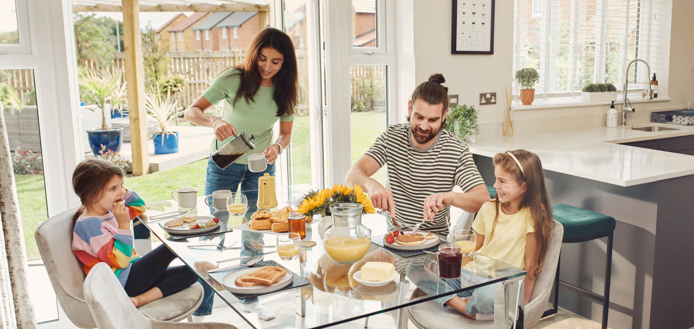 Family in dining area